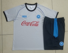 25-26 Napoli Ink Jet Light Gray Short-sleeved Thailand Soccer Tracksuit -815
