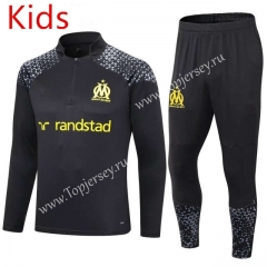 2023-2024 Olympique de Marseille Black Kids/Youth Soccer Tracksuit-411