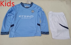 2024-2025 Manchester City Home Blue LS Kid/Youth Soccer Uniform-507