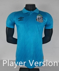 No Chest Ad (S-3XL) Player Version 25-26 Santos FC 2nd Away Blue Thailand Soccer Jersey AAA-908