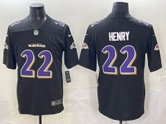(Logo 1) Fashion Version Baltimore Ravens Black #22 NFL Jersey-0840