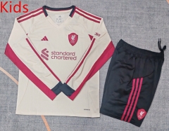 25-26 Liverpool Away Beige LS Kids/Youth Soccer Uniform-9484
