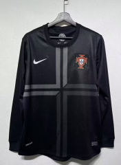 Retro Version 12-13 Portugal Away Black LS Thailand Soccer Jersey-9070
