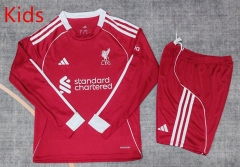 25-26 Liverpool Home Red LS Kids/Youth Soccer Uniform-9484