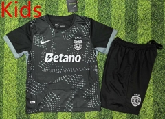 25-26 Sporting Lisbon Clube de Portugal Away Black Kid/Youth Soccer Uniform-6748