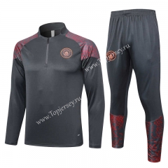 2023-2024 Manchester City Gray Thailand Soccer Tracksuit Uniform-815