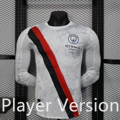 Player Version 25-26 Manchester City Away White Thailand Soccer LS Jersey AAA-888
