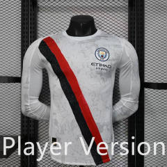 Player Version 25-26 Manchester City Away White Thailand Soccer LS Jersey AAA-888