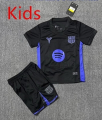 25-26 Special Edition Barcelona Black Embroidered Kids/Youth Soccer Uniform-4247