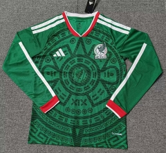 (S-4XL) 26-27 Mexico Home Green LS Thailand Soccer Jersey AAA-5378