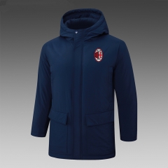 (Red Logo) 2024-2025 AC Milan Royal Blue Cotton Coat With Hat-815