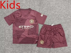 2024-2025 Manchester City 2nd Away Dark Red Kid/Youth Soccer Uniform-2353