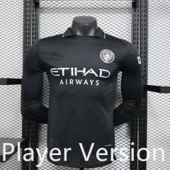 Player Version 25-26 Manchester City Away Black LS Thailand Soccer Jersey AAA-888