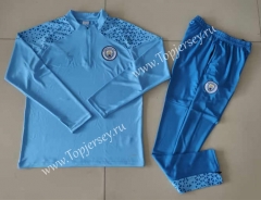 2023-2024 Manchester City Blue Thailand Soccer Tracksuit Uniform-GDP