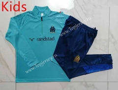 2023-2024 Olympique de Marseille Laker Blue Kids/Youth Soccer Tracksuit-815