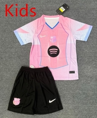 25-26 Special Edition Barcelona Pink Kids/Youth Soccer Uniform-4247