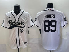 (Logo 6) Joint Version Las Vegas Raiders 3 Generations White #89 NFL Jersey-0840