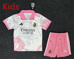 2025-2026 Dragon Pattern Real Madrid White Kids/Youth Soccer Uniform-5526