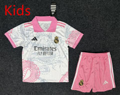 2025-2026 Dragon Pattern Real Madrid White Kids/Youth Soccer Uniform-5526
