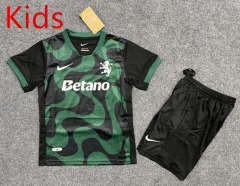 25-26 Sporting Lisbon Clube de Portugal 2nd Away Black&Green Kid/Youth Soccer Uniform-6748