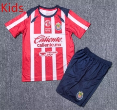 2025-2026 Deportivo Guadalajara Home Red&White Kid/Youth Soccer Unifrom-912