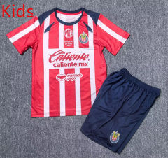 2025-2026 Deportivo Guadalajara Home Red&White Kid/Youth Soccer Uniform-912