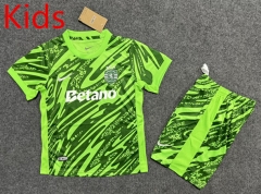 25-26 Sporting Clube de Portugal Goalkeeper Green Kid/Youth Soccer Uniform-6748
