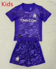 25-26 Olympique de Marseille Goalkeeper Purple Kids/Youth Soccer Uniform-AY