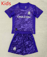 25-26 Olympique de Marseille Goalkeeper Purple Kids/Youth Soccer Uniform-AY