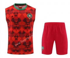 2023-2024 Morocco Red Thailand Soccer Vest Uniform-4627