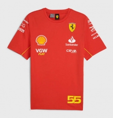 2024 Ferrary Round Collar Red #55 Formula One Racing Suit