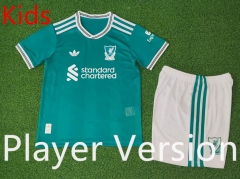Player Version 25-26 Liverpool 2nd Away Green Kids/Youth Soccer Uniform-9926
