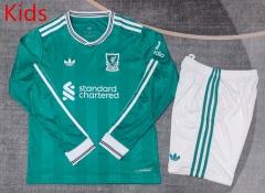 25-26 Liverpool 2nd Away Green LS Kids/Youth Soccer Uniform-9484