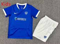 25-26 Portsmouth Home Blue Kid/Youth Soccer Uniform-7809