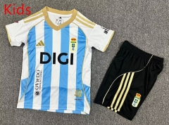 2025-2026 Real Oviedo 2nd Away Blue&White Kids/Youth Soccer Uniform-7809