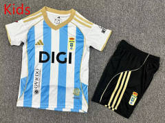 2025-2026 Real Oviedo 2nd Away Blue&White Kids/Youth Soccer Uniform-7809