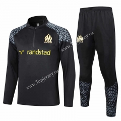 2023-2024 Olympique de Marseille Black Thailand Soccer Tracksuit-815