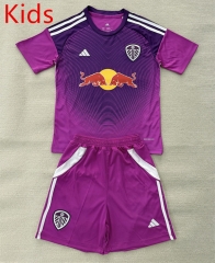25-26 Leeds United Goalkeeper Purple Kids/Youth Soccer Uniform-AY