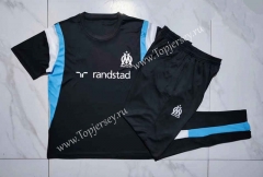 2023-2024 Olympique de Marseille Black Short-sleeved Thailand Soccer Tracksuit-815
