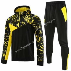2023-2024 Borussia Dortmund Black Thailand Soccer Tracksuit With Hat--7411
