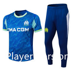 Player Version 2025-26 Olympique de Marseille Blue Short-sleeve Thailand Soccer Tracksuit-9926