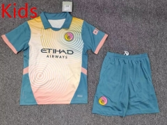 2024-2025 Manchester City 3rd Away Yellow&Blue Kid/Youth Soccer Uniform-6850