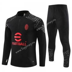 2023-2024 AC Milan Black Thailand Soccer Tracksuit-411