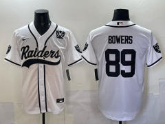 (Logo 5) Joint Version Las Vegas Raiders 3 Generations White #89 NFL Jersey-0840