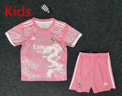 2025-2026 Dragon Pattern Real Madrid Pink Kids/Youth Soccer Uniform-5526