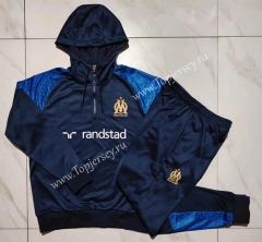 2023-2024 Olympique de Marseille Royal Blue Thailand Soccer Tracksuit With Hat-815