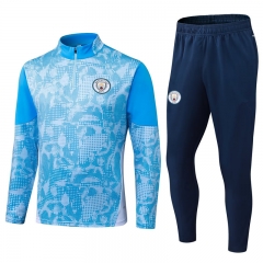 25-26 Manchester City Blue Thailand Soccer Tracksuit-411