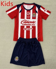 2025-2026 Deportivo Guadalajara Home Red&White Kid/Youth Soccer Unifrom-AY