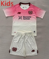 25-26 Bayer Leverkusen Away White&Pink Kid/Youth Soccer Uniform-AY