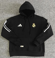 Player Version Real Madrid Home Black Thailand Soccer Tracksuit Top With Hat-LH